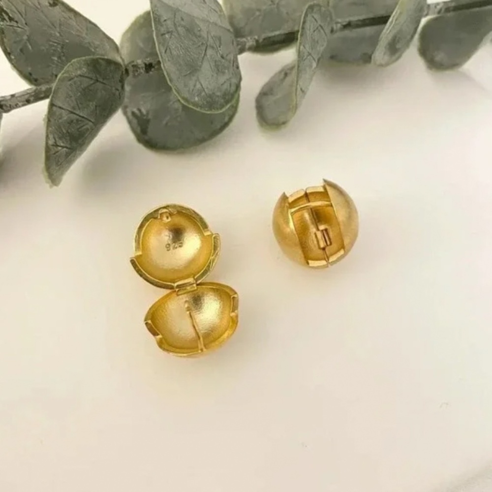 925 Sterling Silver Matte Ball Earrings Sphere Round Huggie Earrings - Picture 9 of 10
